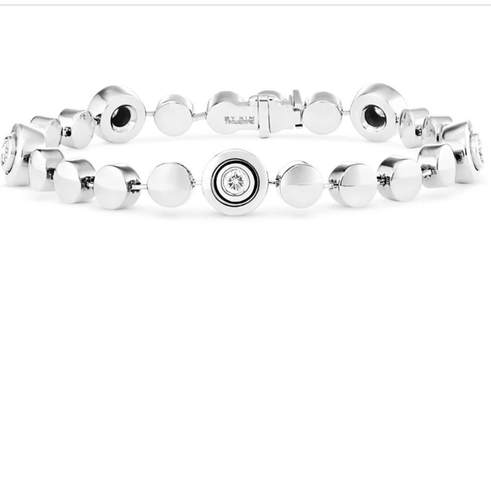 WEMPE BY KIM 18K White Gold Diamond Station Bracelet Germany Luxury Fine Jewelry